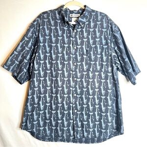 Columbia Short Sleeve Button Down Shirt Men’s XL Novelty Fish Print Outdoors